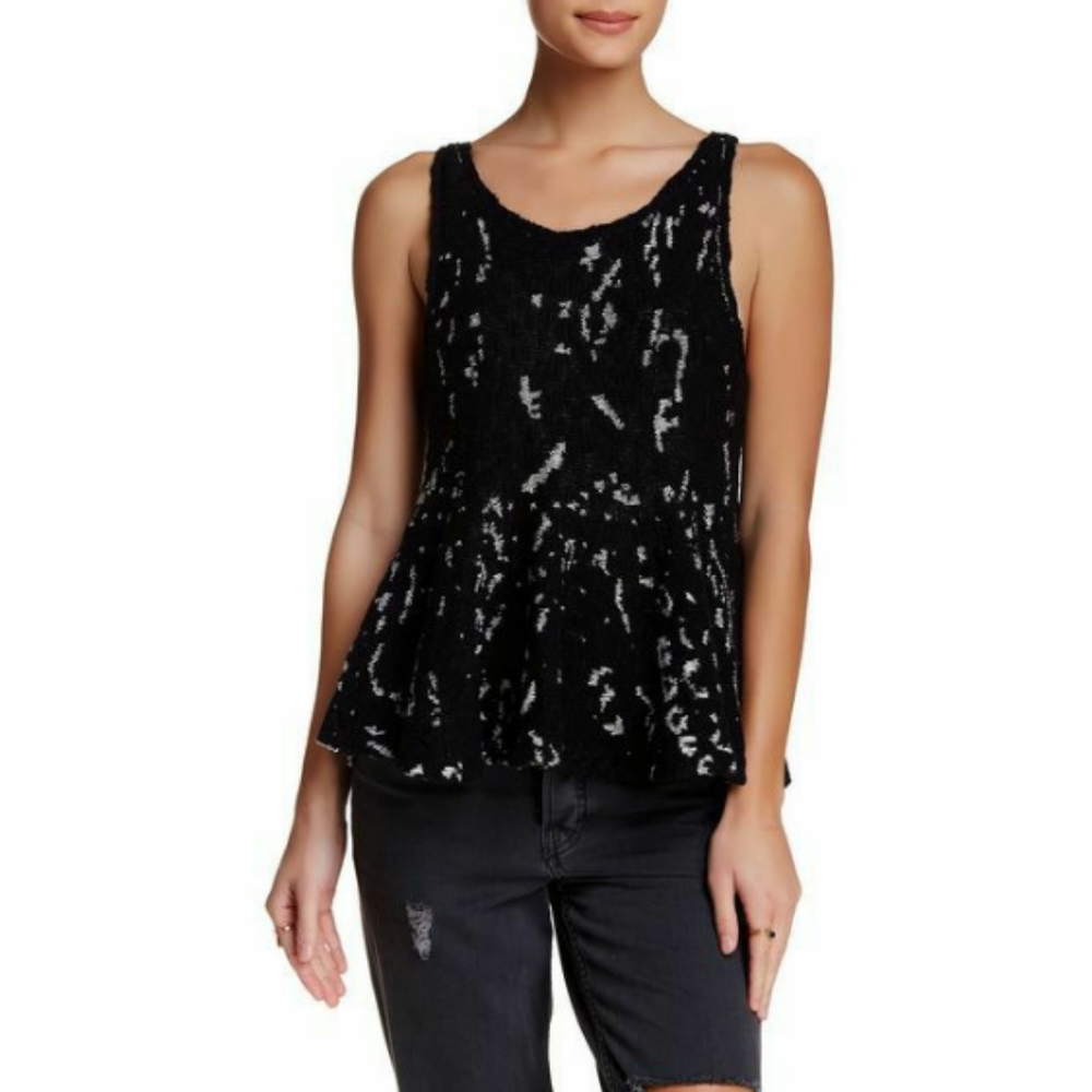 Free People Black & White Sweater Tank